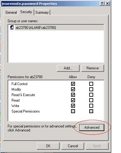 Displaying advanced security properties.